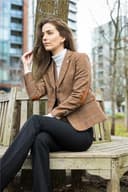 TruClothing - Chaqueta de campo para mujer, bléiser de mezcla de lana con patrón de espiguilla a cuadros, corte ajustado, 46 - 3