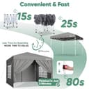 Sekey Pop Up Gazebo with Sides 3m x 3m, Heavy Duty Gazebo with Carry Bag, Instant Setup, Waterproof 1000mm - Marquee Garden Party Tent Outdoor, (Grey, 3x3 with Sides) - 2