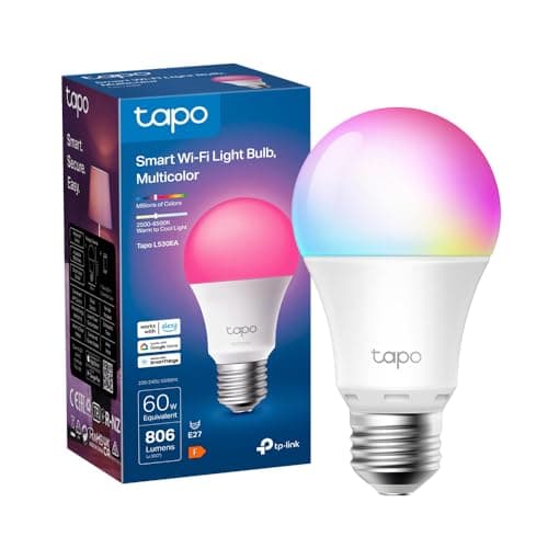 Tapo L530EA Lampadina WiFi Intelligente LED Smart Multicolore, E27, Compatibile con Alexa, 806 lumen, 9W(Equivalente 60 W), Controllo Remoto tramite APP