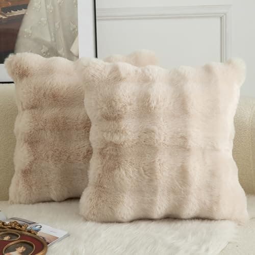 Mandioo Set of 2 Luxury Decorative Thick Wool Cushion Cover, Super Soft Wave Bubble, Plush Wool Throw Cushion Covers, Decorative Cushion Covers, Sofa Cushion, Bedroom Cushion Cover for Sofa, 40 x 40