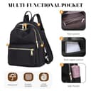 FORRICA Womens Backpack Nylon Lightweight Rucksack Casual Back Pack with Multi Pockets for Commuting and Everyday Use - Black (L) - 4
