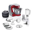 Bosch Küchenmaschine MUM5 MUM5X720, integrierte Waage,Edelstahl-Schüssel 3,9L, Mixer 1,25L, Profi-Knethaken, Planetarisches Rührgetriebe, Rührbesen, Durchlaufschnitzler, 1000 W, Silber/Dunkelrot - 1