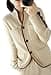 100% Lana Merino Maglione Blazer da Donna con Colletto Stante, Cappotto da Maglione in Maglia Tinta Unita, Cardigan Solido, Beige, M - 1