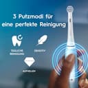 Oral-B iO Series 3 Plus Edition Elektrische Zahnbürste — Electric Toothbrush, Inkl. 3 Aufsteckbürsten, 3 Putzmodi für Zahnpflege — Designed by Braun, GUT GETESTET von STIFTUNG WARENTEST, Hellblau - 9