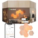 Nanoleaf Elements Hexagon Starter Kit, 7 Smarten Holzoptik LED Panels - Modulare Dimmbare WLAN Wandleuchte Innen, Musik Sync, Funktioniert mit Alexa Google Apple, Deko Wohnzimmer Schlafzimmer Büro - 1