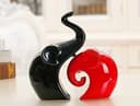 URGrace 2 elefantini ornamentali, nero e rosso, in ceramica, sculture di animali, decorativo, per soggiorno, regalo di matrimonio - 1