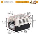 Ferplast Transportín Gato, Transportín Perro Pequeño y Gatos hasta 5 Kg, Techo Abrible, con Cojín y Comedero, 32,5 x 48 x h 29 cm, Transportín Mascotas Rígido Atlas 10 Open - 2