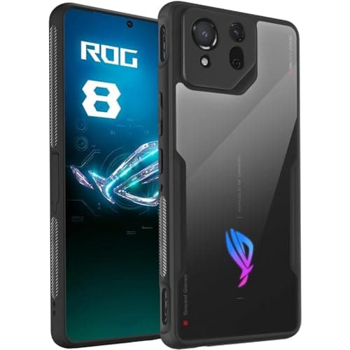 HikerClub for ROG Phone 8 and ROG Phone 8 Pro (2024) Case Transparent Clear PC Back and TPU Silicone Black Slim Thin Soft Edges Shockproof Anti-Slip Bumper Protective Cover
