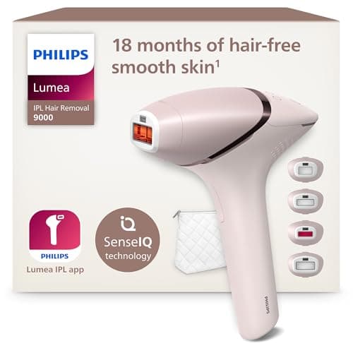 Philips Lumea 9000 Series IPL Hair Removal Device - Laser Hair Removal Alternative, SenseIQ Technology, 4 Attachments for Body, Face, Bikini and Underarms, Corded & Cordless Use, Model BRI957/00