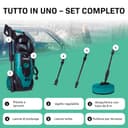 VONROC Idropulitrice ad alta pressione 1800W - 140 bar - 420 l/h - Include Tubo da 8 m, serbatoio detergente integrato, lava patio, ugelli e accessori - 3