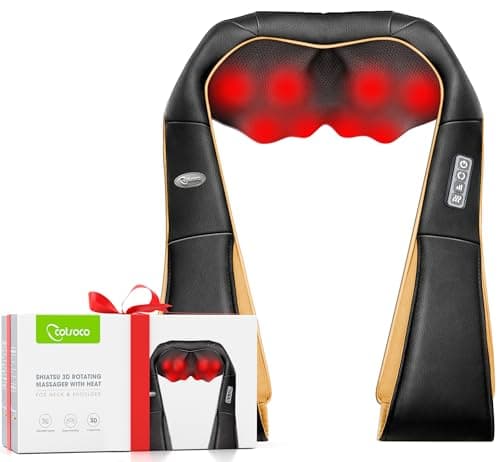 cotsoco Neck Massager, Shiatsu Neck and Back Massager with Heat for Pain Relief, Deep Tissue 3D Kneading Massage Pillow, Relaxation Gifts for Men and Women, Gifts for Dad, Elderly,Wife（Orange）