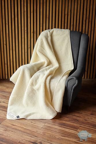 Merino Wool - Merino Wool Blanket Made of 100% Virgin Wool, Baby Blanket Cools in Summer & Warms in Winter, Natural and Temperature-Regulating (Cream, 120 x 150 cm)