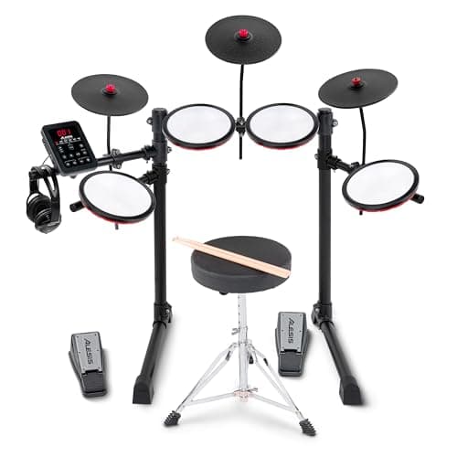 Alesis Turbo Max Set de Batería Eléctronica con Parches de Malla Silenciosos de 8 Pulgadas, Lecciones de Percusión, Bluetooth y Accesorios
