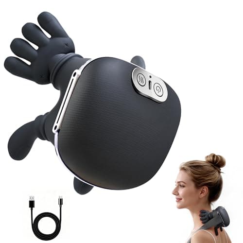 Massaggiatore Cervicale Collo Spalle con Mani - yorraka Massaggio Elettrico per Collo con 3 Modalità e 2 Livelli di Calore - Neck Massager Wireless - Massaggiatori Cervicali (Nero)