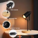 Pheashine Lámpara de Mesa Industrial con Base de Madera, Lámpara de Noche Moderna Negro E27 con Pantalla Orientable, Lámparas de Escritorio para Salón Dormitorio Oficina, sin bombilla - 5