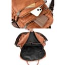 Monitika Damen Rucksack Wasserdicht PU Leder Schultertaschen Modische Lässig Rucksäcke Braun - 6