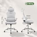 DEVAISE Sedia Ufficio Ergonomica con Supporto Lombare Regolabile, Funzione dondolante, Poggiatesta 3D Regolabile, Braccioli Ribaltabili a 90°, Schienale in Rete Traspirante – per Ufficio – Bianco - 3