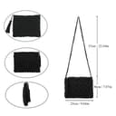 oukesin Bolso de hombro pequeño con borlas hechas a mano de macramé de algodón para mujer, 041Negro - 3