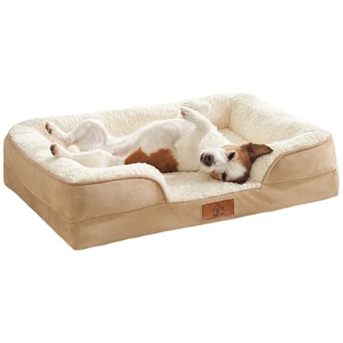 VEEL VEEL PET Premium Cama para Perro Mediano anatómica con Espuma Memory Foam viscoelástica certificada ortopedica | Dog Bed Cama Perro Lavable Desenfundable Antiestres | Funda Impermeable (Medium)