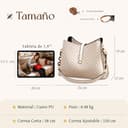 VARLIVOO Bolsos de Mujer Pequeños — Bolso Bandolera Cuero PU con Doble Correa, Elegante Bolsas Mujeres para Trabajo, Viaje y Citas (Caqui Beige) - 6