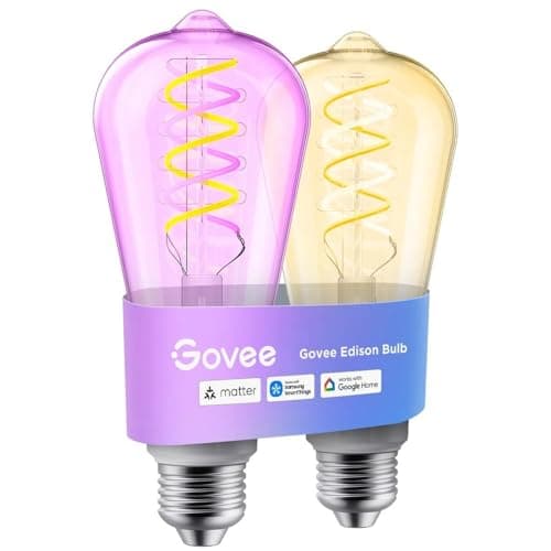 Govee Lampadina Intelligente Edison E27, RGBWW Lampada Dimmabile ST64, Compatibile con Matter e Google Assistant, 500lm, 16 Milioni di Colori, Lampadina a Filamento in Stile Vintage, Confezione da 2