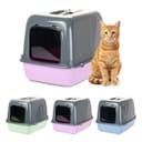 Ferplast Katzenklo, Katzentoilette mit Deckel, 2 geruchshemmende Aktivkohlefilter, abgedunkelte Schwingtür, 36 x 47 x h 35 cm, Clear CAT 10 Haustiertoilette - 1