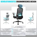 Milacyee Bürostuhl, Ergonomischer Bürostuhl mit Verstellbarer 4D Lendenwirbelstütze, Schreibtischstuhl mit Kopfstütze, Drehstuhl mit 90°-130° Liegefunktion (Abschließbar), Netzstuhl bis 150KG, Schwarz - 8