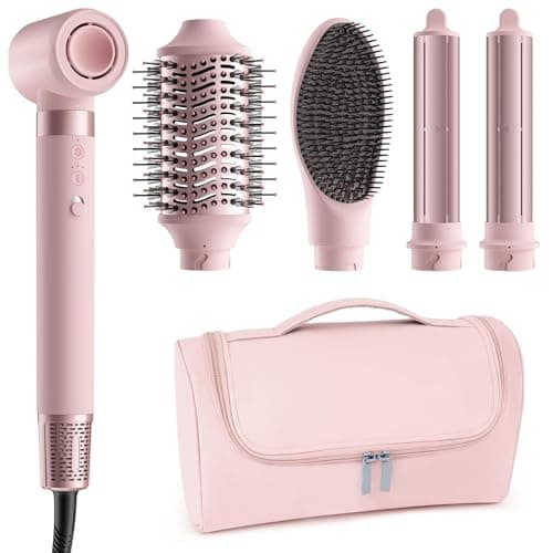 MESCOMB 5 in 1 Air Styler & Spazzola Asciugacapelli, 110000 RPM Multifunzione Asciugatura Rapida, Nessun Danno Termico con Ricci, Liscio Volume con Scatola Portaoggetti Adatto per Fare Regali