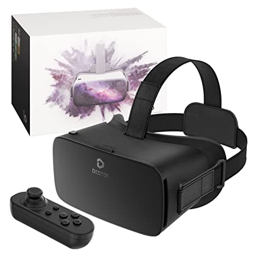 DESTEK V5 VR Headset for Phone w/VR Gamepad, 128 Premium VR apps Included, Anti-Blue Eyes Protected HD Lenses, 110° FOV Virtual Reality Headsets for iPhone, Android Phone