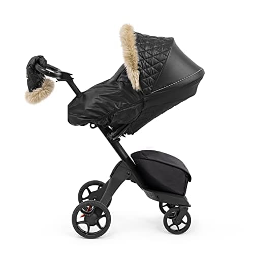 Stokke Xplory X Winter Kit, Onyx Black - Schützt Babys vor Wind und Wetter - Mit fleecegefütterten Fäustlingen für Eltern - Reflektierender Reißverschluss, echte Lammfelleinfassung
