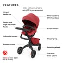 Stokke Xplory X, Ruby Red - Luxury Pushchair - Adjustable for Both Baby & Parents’ Comfort - Padding, Harness & Reflective Zip for Added Safety - Folds in One Step - 2
