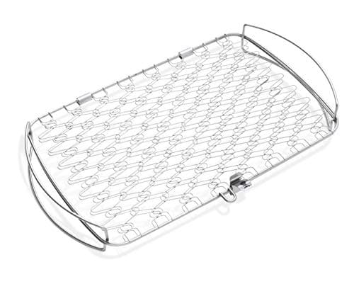 Weber Supporto per Pesce & Verdure / Cesto - Grande (46 x 28 cm), in acciaio inossidabile, per pesce e verdure delicate, facile da girare sulla sup. cottura, lavabile in lavastoviglie - Argento (6471)