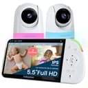 Babysense Videovigilancia Full HD con pantalla dividida con 2 cámaras, luz nocturna en 6 colores, detector de sonido y luz, batería de 20 horas, conexión segura sin necesidad de WLAN - 1