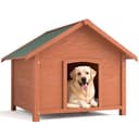BAKAJI Cuccia per Animali Domestici in Legno di Cipresso, Casetta per Cani e Gatti con Tetto Spiovente Apribile, Casa da Esterno ed Interno Resistente Intemperie, Tettoia Asfaltata, 89 x 84 x 76 cm - 2