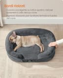 Feandrea Cuccia per Cani di Taglia Media, 76 x 51 x 18 cm, Ortopedica, Rivestimento Impermeabile, Bordi Rialzati, Sfoderabile e Lavabile, Antiscivolo, Grigio Ardesia PGW281GN01 - 4