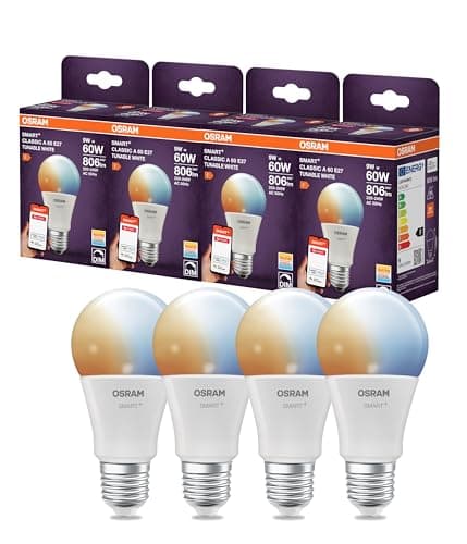 Osram SMART LED Lampe A60 Kolbenform E27, 9W ZigBee 3.0, Tunable White 2700-6500K, dimmbar, Alexa, Google Assistant