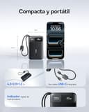 Baseus FC11 Powerbank 45W 20000mAh con 2 Cables USB-C Integrados, Batería Externa de Carga Rápida con Pantalla LED, Mini Power Bank para iPhone 17/16/15/14 Pro MAX, iPad, Samsung, Negro - 4