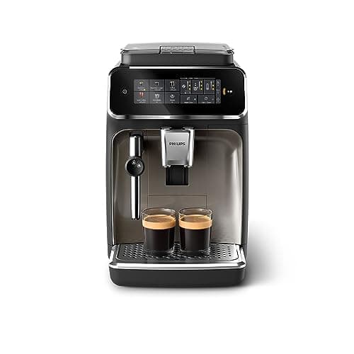 Philips 3300 Series Fully Automatic Coffee Machine - 5 Drinks, Intuitive Touch Display, Classic Milk Frother, SilentBrew, 100% Ceramic Grinder, AquaClean Filter, Black Chrome (EP3326/90)