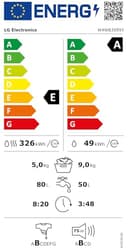 LG W4WB3095Y Waschtrockner (9 kg Waschen / 5 kg Trocknen, Energieklasse A/E, 1.300 U/Min.) mit Inverter Direct Drive, Touchdisplay, Steam, Reversiver Trommel, Weiß - 9