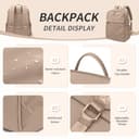 GOLF SUPAGS Mochila Casual para Mujer Bolsa de Hombro para Trabajo Viaje Colegio Monedero para Portátil de 15,6 Pulgadas(Champán) - 3