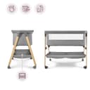 Moby-System Babybett Mili – Reisebett 0–6 Monate, Klappbar mit Matratze, Netzseiten, Stauraum, Rollen mit Bremse, Leicht & Stabil, Grau, Neugeborene, Beistellbett ohne Bohren, 9 kg Max. - 7