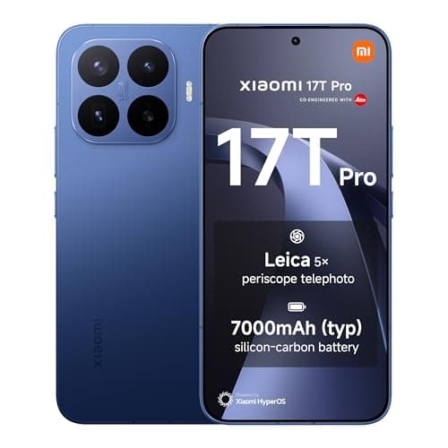 XIAOMI 17T Pro, Smartphone 12+512 GB, 6.83" 144Hz eye-care display, 7000mAh (typ) Silicon-carbon Battery, Leica 5x Telephoto, 100W HyperCharge, Deep Blue, 1 year extra warranty
