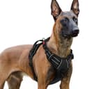 rabbitgoo Arnes Perro Grande con 3 Hebillas, Liberacion del Cuello, Arnes Perro Ajustable con Asa y Clip Frontal, Arnés Antitirones para Perros Reflectante para Adiestramiento Correr, Negro, XL - 1