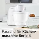 Bosch Küchenmaschine Serie 4 MUM5XW20, Edelstahl-Schüssel 3,9 L & Rührschüssel MUZ5KR1, 3,9 Liter, max. Teigmenge 2,7 kg, spülmaschinengeeignet, weiß, passend für Küchenmaschine Serie 4 - 7