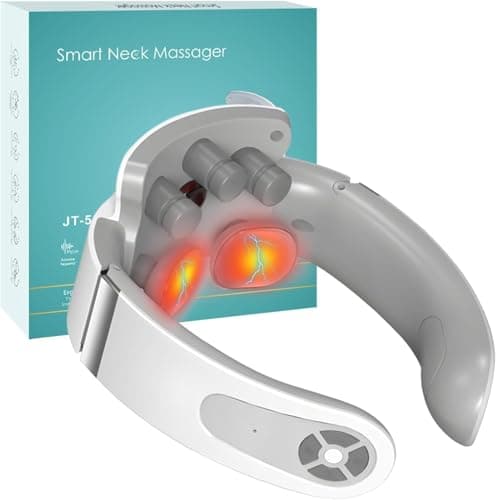 Electric Neck Massager with Heat, Neck Massager for Neck Pain Shoulder, 4 Head Cervical Spine Massage with 6 Mode & 9 Intensity Levels, USB Charging Nerve Massager for Women/Men/Mom/Dad Gifts