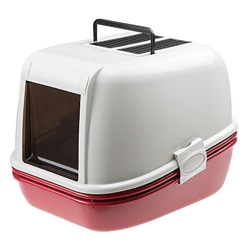 Ferplast Lettiera per gatti Chiusa MAGIX, Cassetta igienica per gatti, Setaccio, Fondo contenitivo, Portina basculante oscurata, Bordeaux