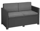 Allibert by Keter Victoria Gartensofa - 2-Sitzer Lounge Sofa in Rattanoptik, Inkl. Sitz- & Rückenkissen, Pflegeleicht, Wetterfest, Grau, 129 x 63 x 77 cm - 1