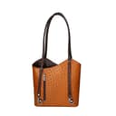 Damentasche mit Griffen und umwandelbar in einen Rucksack aus echtem Leder mit Straußenprägung. Italienisches Handwerksprodukt. Hergestellt in Italien GLX22300523FBG-06_CUOIO_14_T.MORO 28x25x9 cm - 5