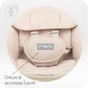 Sdraietta MoMi KENANI SAND per bambini fino a 9 kg, con display LED, telecomando, Bluetooth, alimentazione a batteria o elettrica, cintura di sicurezza a 5 punti, aro e giocattoli - 4