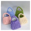 LSYHHXC Borsa Fatta a Mano in Lana Islandese Super Spessa, Borsa Lavorata a Mano e Fatta a Mano(Beige,22x18x13cm) - 2